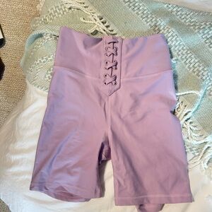 We Wore What - High-Waisted Lace-Up Purple Women's Shorts